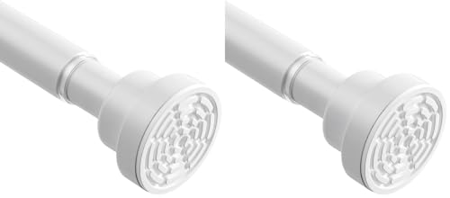 Image of Tension Curtain Rod 30 To 63 Inch White Tension Rods Adjustable Spring Loaded Curtain Rods 7 /8 inch Curtains Rods No Drilling Tension Rods For Windows Bedroom Closet Doorway Door (Pack of 2)
