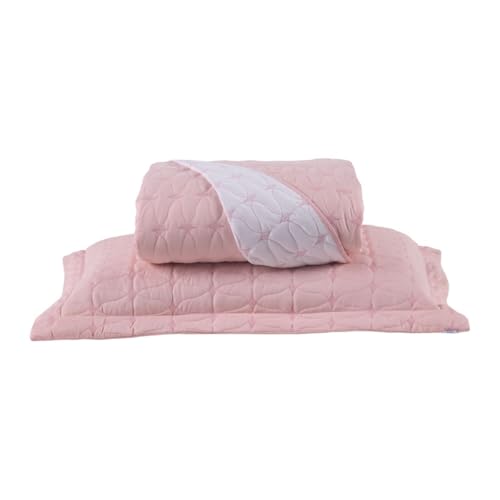 Cobre Leito Colcha Solteiro 02 Peças Dupla Face Hipercal 200 Fios Bordado Cristal (Rosa)