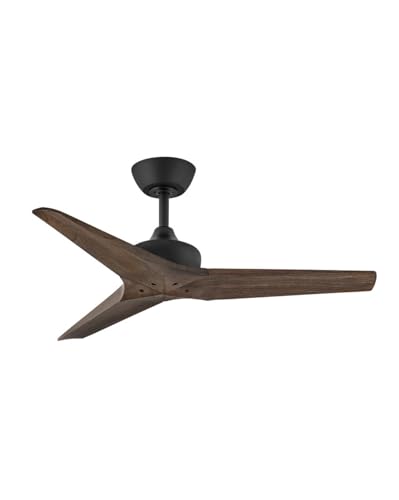 Hinkley Chisel 44" Smart Ceiling Fan, Matte Black & Driftwood Blades