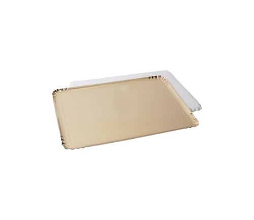 FaisTonGateau - Lot de 5 Plateaux traiteur - Longueur x Largeur : 42 cm x 28 cm, Couleur Or