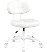 Misolant Vanity Chair com encosto, pequena cadeira de escritório bonita sem braços com rodas e suporte lombar...