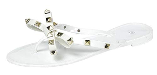 Image of TOP Moda Womens Studded Jelly Flip Flops Sandals with Bow