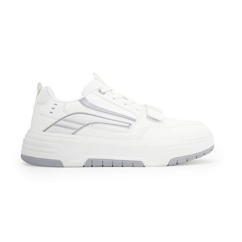 Image of Red Tape Men's Sneakers Grey Pu Round Toe Lace-Up