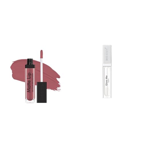 Swiss Beauty Ultra Smooth Matte Liquid Lipstick, Shade- Real Nude, 6ml & Metallic Gloss Me Lip Gloss | Lightweight,Non Sticky and Hydrating Lip Gloss| White, 6Ml