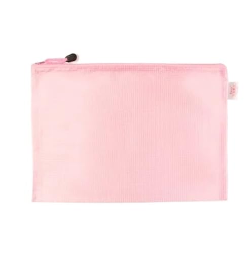 Lot de 10 pochettes transparentes A3 en maille rose avec fermeture éclair pour documents