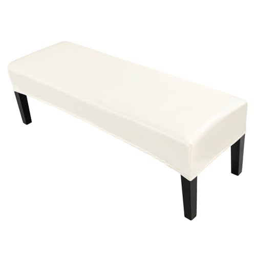 SearchI Waterproof Dining Bench Cover, Washable Durable Bench Covers Slipcover, Rectangle Bench Seat Covers for Dining Room Living Room Kitchen(Pu Cream)