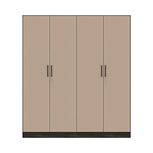 Image of Wakefit Wardrobe | 1 Year Warranty | Engineered Wood Almirah, Cupboard for Clothes Storage | 4 Door, 4 Shelves, 2 Drawers, 2 Hanging Space | Cashmere Plus - Wyoming Maple-Frappe