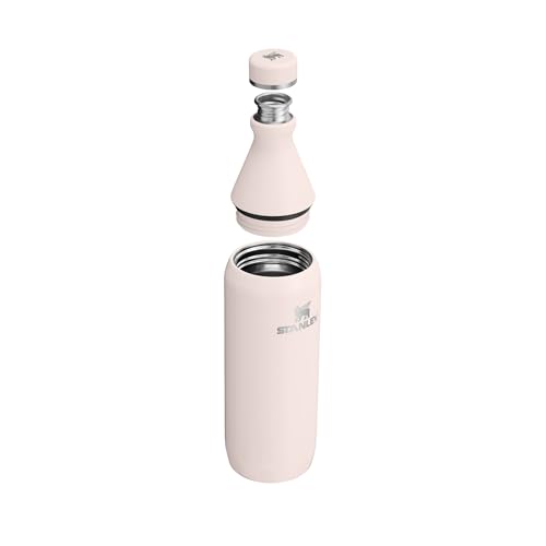 Stanley 1913 The All Day Slim Sports Water Bottle 0.6L - Cold for 6 Hours - Iced for 11 Hours - BPA-Free Recycled Stainless Steel Coffee Flask - Leakproof - Dishwasher Safe - Rose Quartz