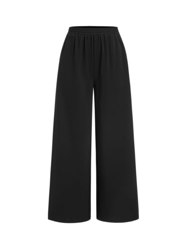 Image of CIDER Women Leopard Print Wide Leg Lounge Pants Sweatpants Elastic Waist Casual Trousers with Pockets
