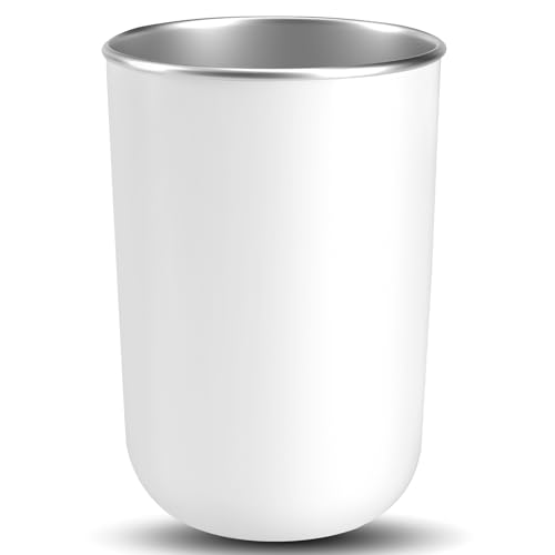 petnais Stainless Steel Mouth wash Cup 12 oz Toothbrush Cup Stainless Steel Small Children Cups for HomeBPA-Free Insulated Tumbler for Home & Outdoor Activities drinking cup (gray white)