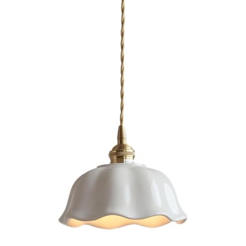 Lampe suspendue fleur blanche en céramique minimaliste pour lustre de chambre