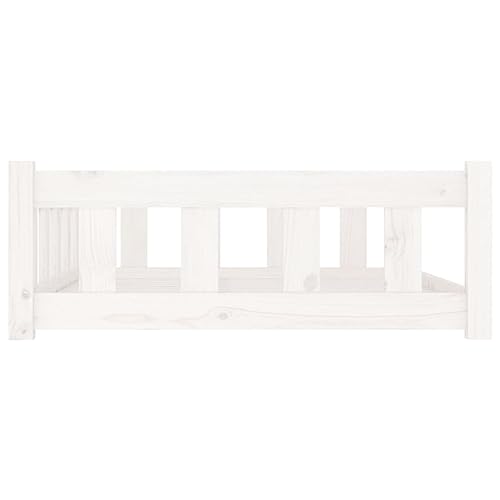 vidaXL Hundebett, Hundesofa mit stützenden Seitenwänden, Haustierbett für Hunde Katzen, Welpenbett Hundenest Hundemöbel, Weiß 105,5x75,5x28 cm Massivholz Kiefer