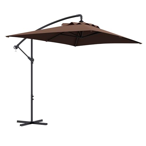 Outsunny Parasol déporté 3 x 2 m parasol rectangulaire extérieur avec manivelle et 6 baleines...