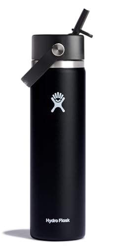 Hydro Flask Water Bottle - Insulated Stainless Steel - Wide Straw Lid, Non Spill, Leakproof in 24 Oz Cascade Blue