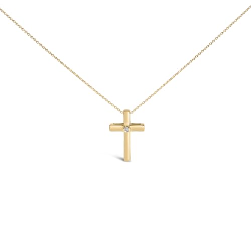 Haus of Brilliance Gold Vermeil Diamond Accent Cross Pendant Necklace