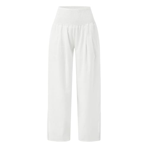 Pantalon décontracté femme anti-chaleur à coupe large et fluide
