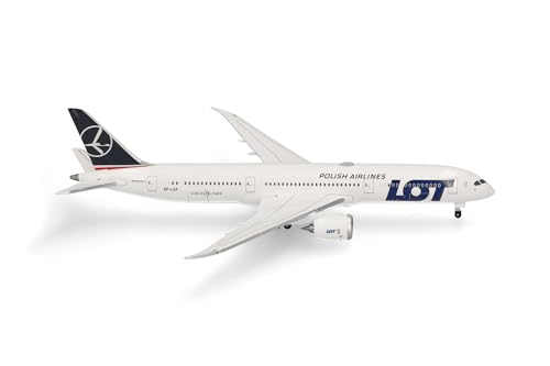 Herpa model samolotu LOT Polish Airlines Boeing 787-9 Dreamliner, miniatura w skali 1:500, model kolekcjonerski, model samolotu bez podstawki, metal