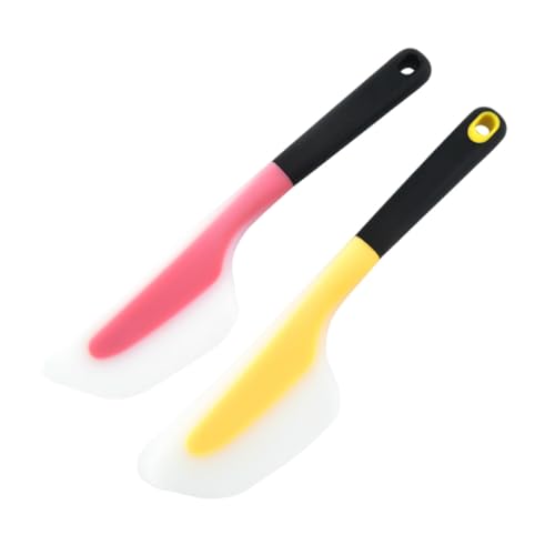 Homoyoyo 2 Pezzi Spatole in Silicone Alta Temperatura Leccapentole e Levatorte per Burro e Formaggi Utensili da Forno Resistenti Manico Ergonomico Colori Giallo e Rosso