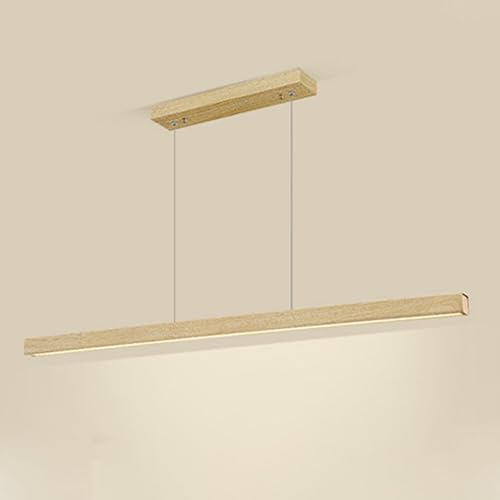 HXYSXHJUO Suspension linéaire Ultra-Mince pour Salle à Manger, Lustre Moderne à LED en métal avec Finition Grain de Bois, Lampe Suspendue Minimaliste...