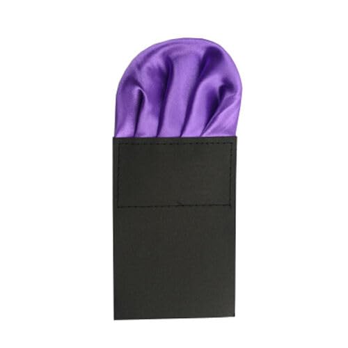 Men's Solid Color Puff Style Pre Folded Pocket Square | Readymade Wedding Handkerchief for Suits, Blazers & Tuxedo (Purple)-image-48