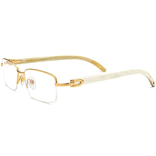 Image of HEPIDEM 100% Really Buffalo Horn Handmade Sun Glasses Square Rimless Luxury BUffs Sunglasses 0816
