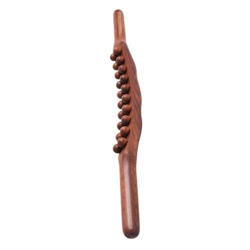 NOLITOY Massage Scraping Stick Massage Rolling Stick Portable Back Massager Trigger Point Massage Tool Scraping Massage Tool Curved Massager Stick Scraping Massage Stick Wooden Light Brown