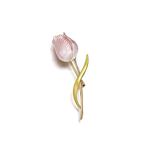Broche fleur rose en émail pour accessoiriser un costume de mariage