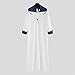 Thobe for Men Kaftan Muslim Clothes Kurta Robe Nightgown Tunic Park Long Sleeve Plus Size Shirt Fashion with Pockets Soft Crew Neck Shirt Solid Color Comfort Bathrobe Navy