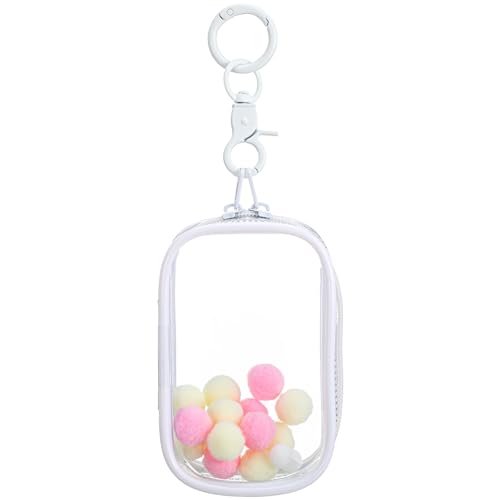 Image of Clear Figure Display Bag with Keychain, Portable Doll Storage Bag Blind Box Display Case Bags Waterproof Carrying Pouch Keychain for Mini Figure /Doll Collectors