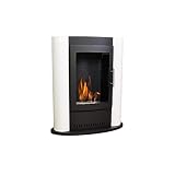 GLOW FIRE Lund Ethanol Ofen, Bioethanol-Ofen vollverglast, Ethanol Kamin freistehend mit 4h Brenndauer und 2 KW Heizleistung, Kaminofen H x B x T: 77 x 66 x 28 cm