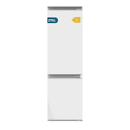 Cecotec Combi Kühlschrank Einbaubar 270 L Bolero CoolMarket Combi BI-S DF 270 E, Energieeffizienzklasse E, Defrost, Schiebetür, Schubladen und Regale aus gehärtetem Glas, Crisper Box, 177 x 54 cm