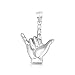 925 Sterling Silver I Love You Hand Sign Language Charm Pendant