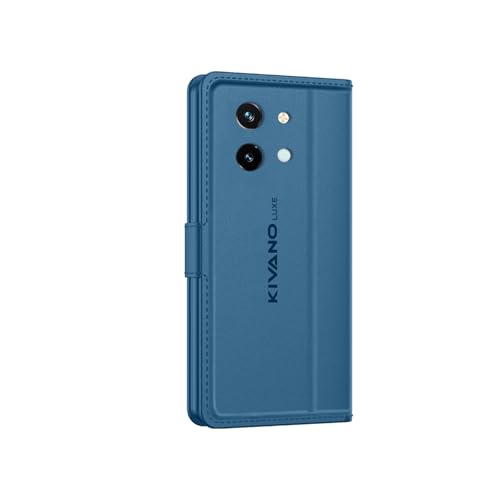 Image of KIVANO LUXE Compatible for Vivo Y58 5G Luxury Handmade Leather Magnetic Flip Folio Case | Card Holder & Kickstand | Slim Protective Cover | Unisex - Blue