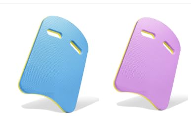 Set of 2 U-shaped swimming kickboards with ergonomic handles, made from high-density EVA foam, suitable for front crawl, kicking drills and aquatic fitness exercises — Purple and Blue Set
