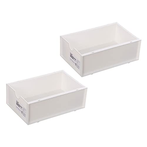 minkissy 2個入り ボックス 収納ボックス おもちゃの収納箱 引き出し収納ビン スタッキング収納引き出し 積み重ね可能な収納引き出し 文房具オーガナイザー 卓上収納ケース pp 白い