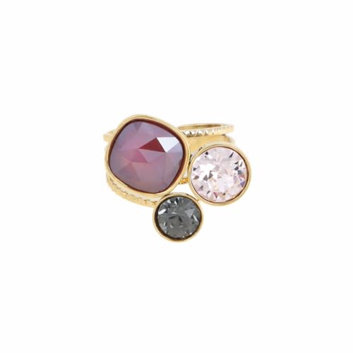 Bague femme cristaux autrichiens d'exception et acier doré ajustable de haute qualité
