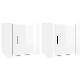 HETFTJN Set di 2 comodini bianco lucido, comodini moderni in legno per camera da letto e camera degli ospiti, eleganti armadietti con spazio e ripiano, 50 x 39 x 47 cm