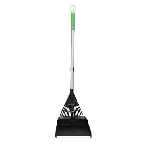 35 Inch 15-Tine Leaf Rake and Dustpan Set, Handle Yard Tool with Hanging Holes, Outdoor Cleanup Kit for Lawn Debris, Pet Waste, Leaves
