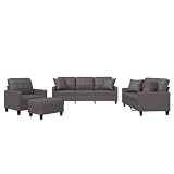 vidaXL Juego de Sofás 4 pzas, Sillones de TV con Cojines, Sofás de Descanso Relax, Asientos Tapizados para Salón Hogar, Cuero Sintético Gris