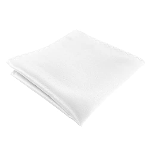 Pensee Men's Black Tie Set Solid Pure Color 3.15" (8Cm) Classic Formal Plain Necktie And White Pocket Square Set For Men #TOP4