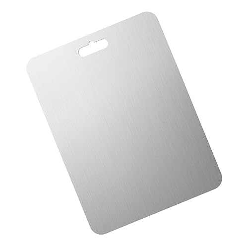 ABOOFAN Tabla De Cortar De Acero Inoxidable 304 Hundir Clasificación De Tablas De Cortar Bloquear Antihielo Junta Tabla De Cortar De Cocina Encimera Tabla De Cortar Del Hogar Silver