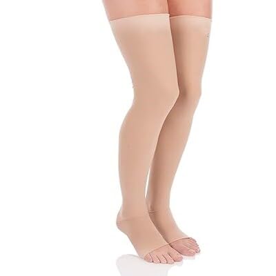 Varicose Vein Socks || Compression Thigh High Stockings For Treatment of Varicose Vein || Open Toe || Beige || Pair of 2 ||-picture-23