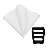 LJBFNN Cotton Pocket Squares for Men, 8.66'' Mens Ladies Handkerchief with Pocket Square Holder for Suit Tuxedo Wedding Party (White)