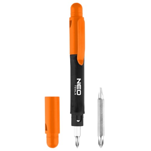 NEO TOOLS Mini wkrętaki kieszonkowe 4 w 1, zestaw wkrętaków precyzyjnych PH0, PH1, SL3, SL4, magnetyczny wkrętak ze stali CrV do precyzyjnej mechaniki