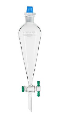 Funnel- Separatory- Squibb- 30mL- 2mm Teflon Stop cock- #13Stopper- Polyethylene Stopper, EA1