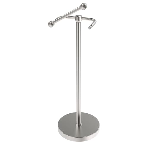 Image of RARXTR Toilet Paper Holder Stand, Post Pivoting Design Free Standing Toilet Paper Holder, SUS304 Stainless Steel Toilet Paper Roll Holder, Heavy Stable Base (Brushed Nickel)