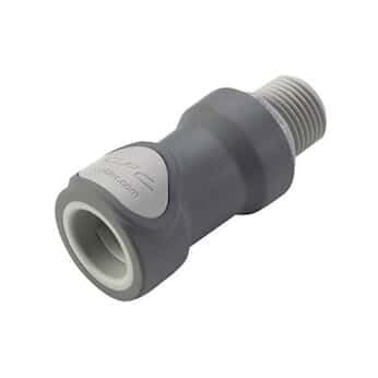 Quick-Disconnect Fittings, Threaded Body, Polypropylene, Valved, 1/2" NPT(M); 1/Each