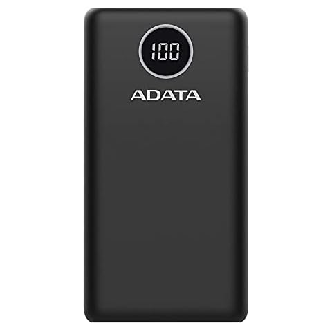 ADATA P20000QCD 20000mAh Qualcomm QC 3.0 / USB PD 3.0 Dual USB-A (18W) & USB-C Fast Charging (18W) Power Bank Portable Charger (AP20000QCD-DGT-CBK) Cover