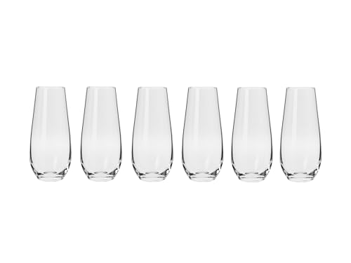 Krosno Harmony Stemless Flute 250ML Crystalline Glass Set of 6 Gift Boxed