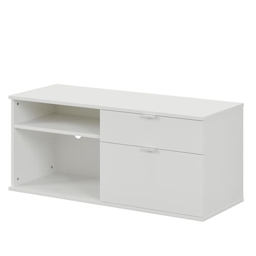 Image of Wakefit TV Unit | 1 Year Warranty | TV Stand Table, TV Unit for Living Room, TV Cabinet, Cabinet Engineered Wood Cabinet with 2 Drawers & 2 Shelves (Serendipity, Frosty White)